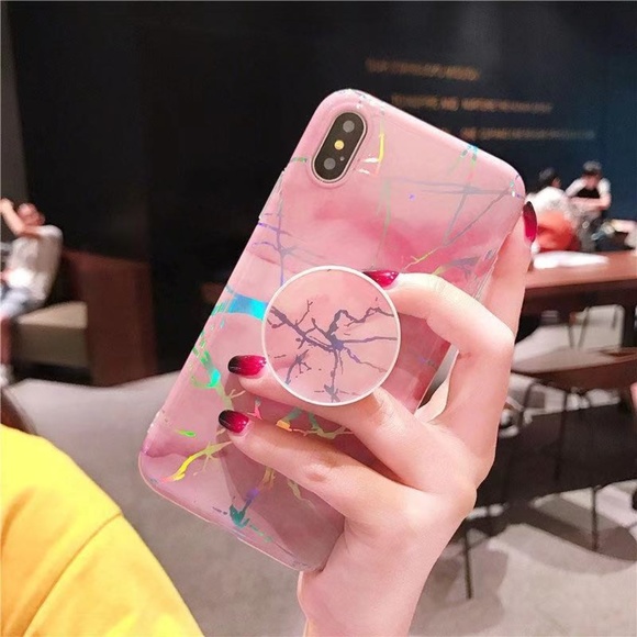 Laser Marble Soft TPU Iphone Case with Phone Holde - Picture 1 of 5